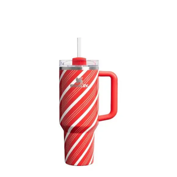 🎄Set of 2 - Candy Cane Twist, Strawberry Twist - Stanley 40oz Tumbler 🔥